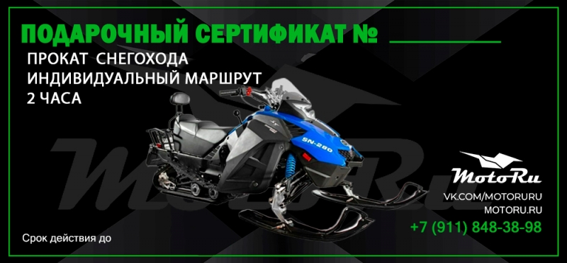 Прокат снегохода, маршрут индивидуальный, 2 часа